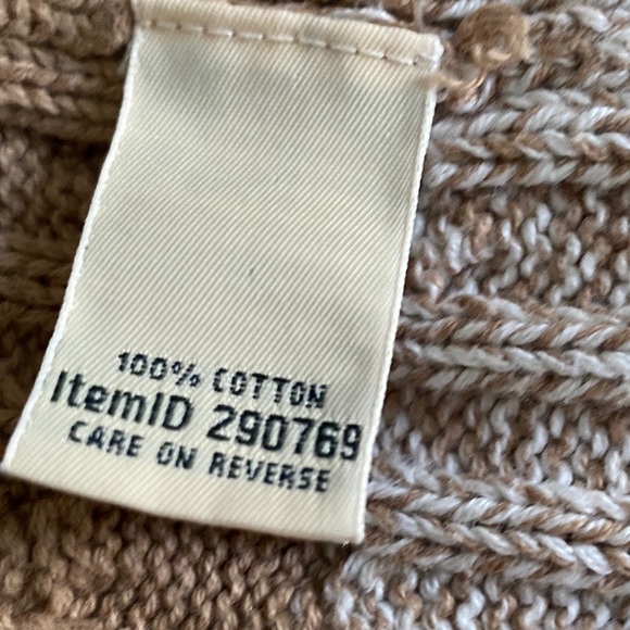 L.L. Bean Beige and White Striped Zip-Front Cable Knit Sweater - Picture 10 of 11